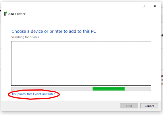 printer is not listed